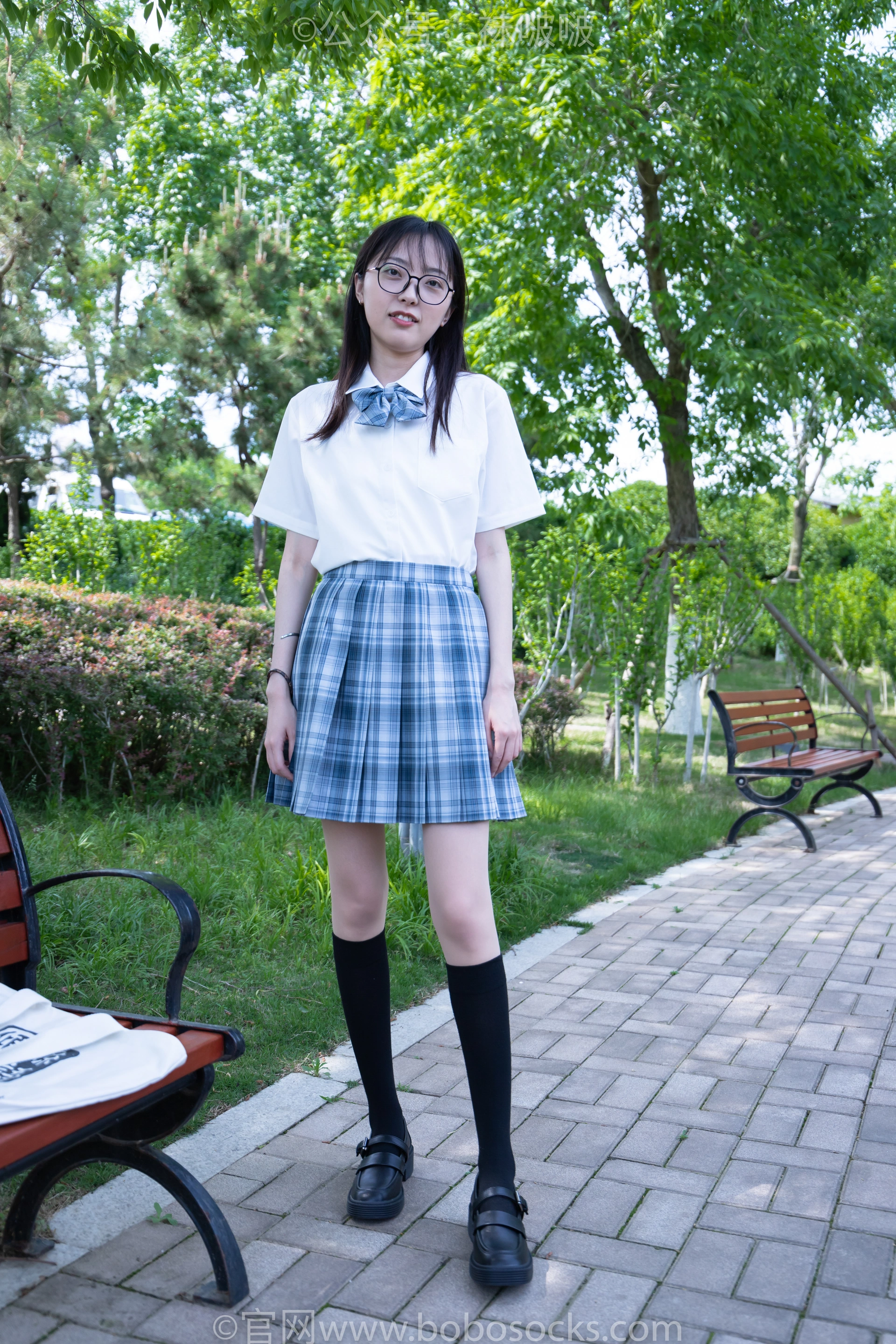 [BoBoSocks袜啵啵]NO.007 稚予-JK制服、皮鞋、黑色中筒棉袜、肉丝 3